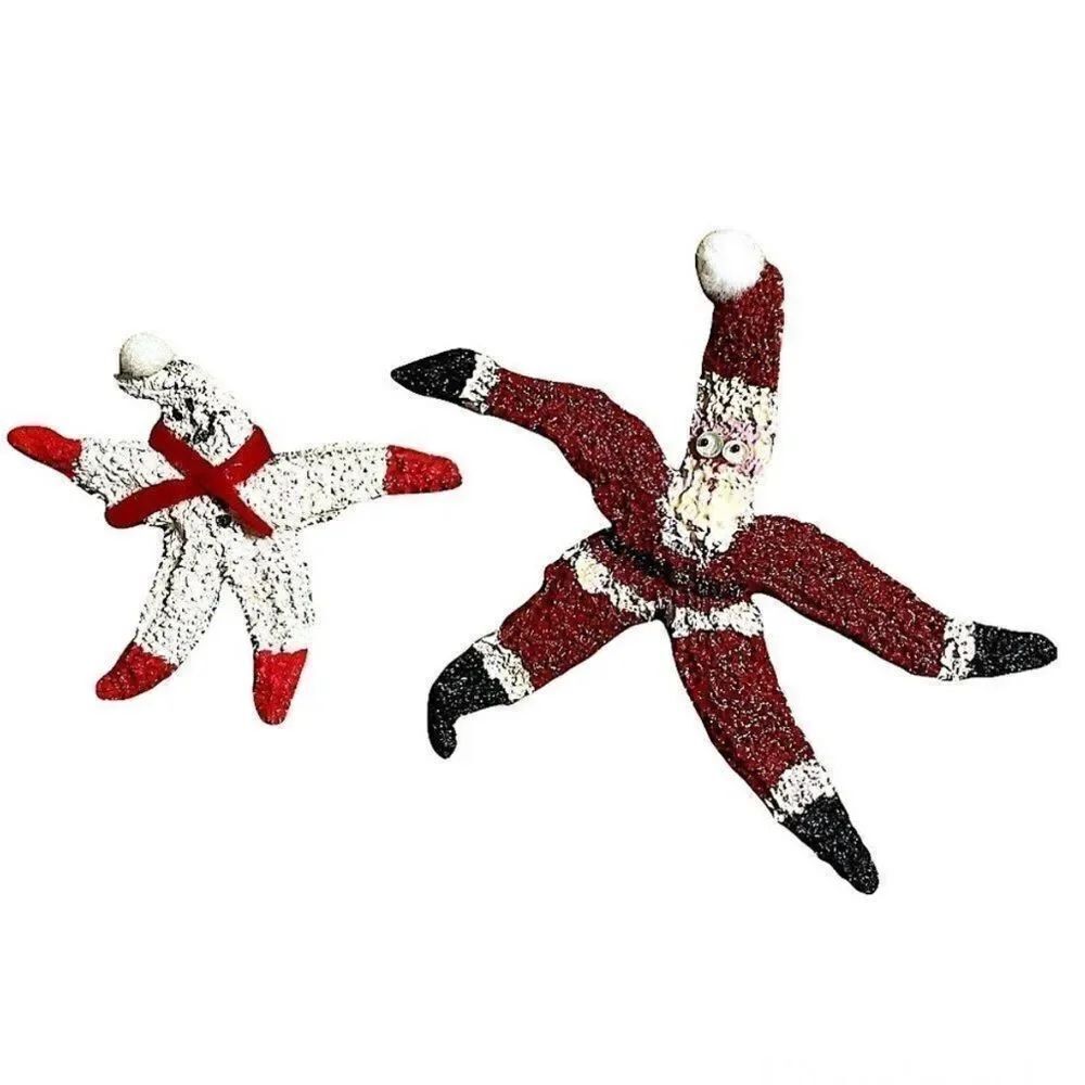 Santa and Snowman Starfish Ornaments